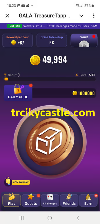 Treasure Tapper Daily Code – October 16