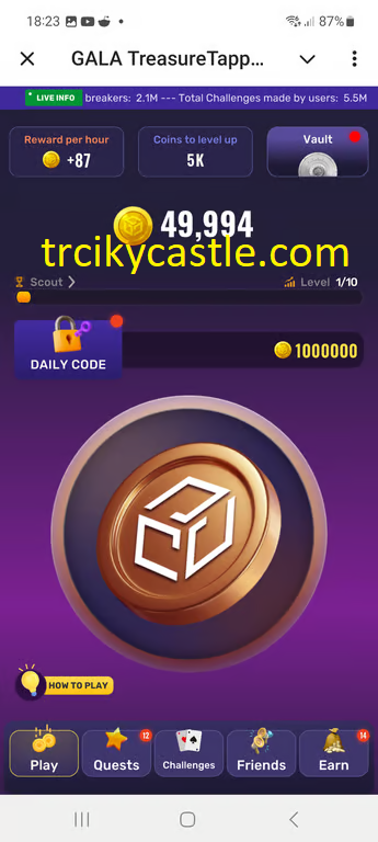 Treasure Tapper Daily Code – October 18