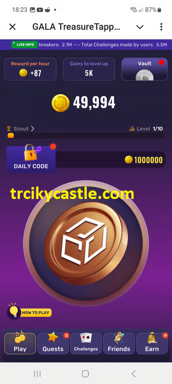 Treasure Tapper daily code for November 14, 2024