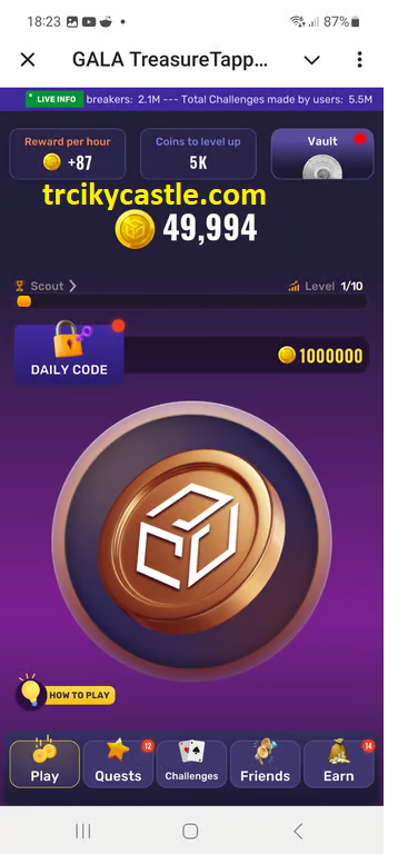 Treasure Tapper daily code for December 14, 2024