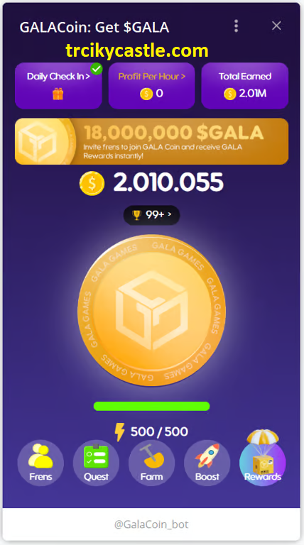 Earning GALA and TREZ tokens through the GALACoin app