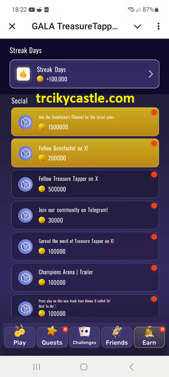 Earn extra rewards in Treasure Tapper 