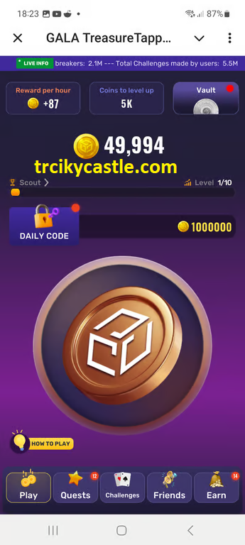 Treasure Tapper daily code for January 03, 2025