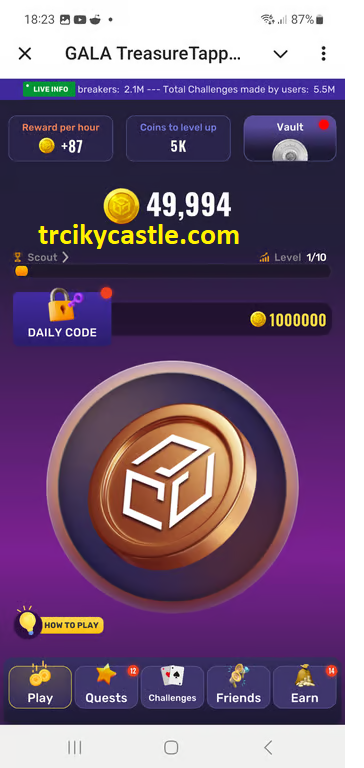 Treasure Tapper daily code for January 02, 2025