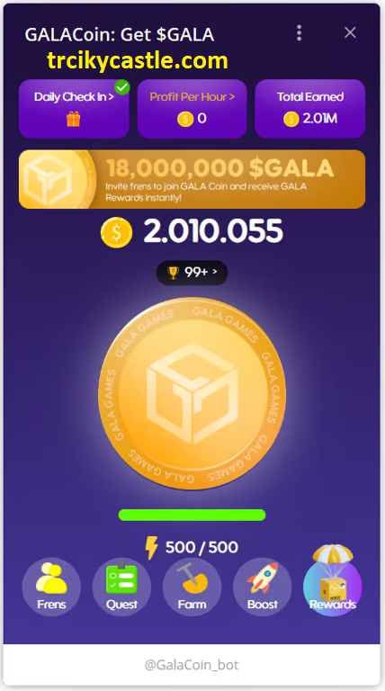 Earning GALA and TREZ tokens through the GALACoin app